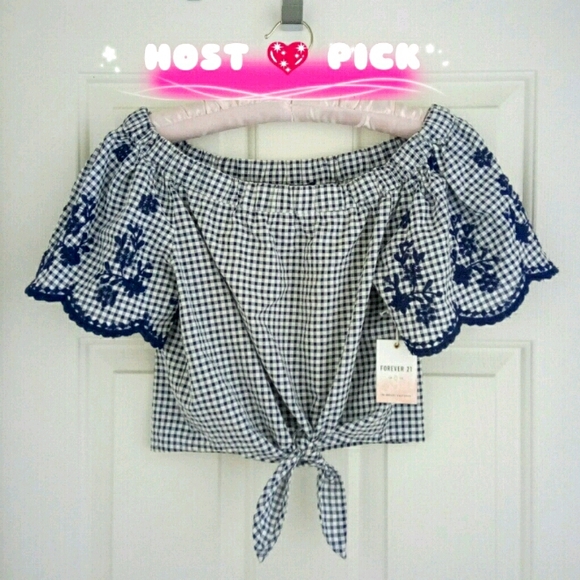 πHPπ Forever 21 Off the Shoulder Cropped Blouse - Picture 1 of 5